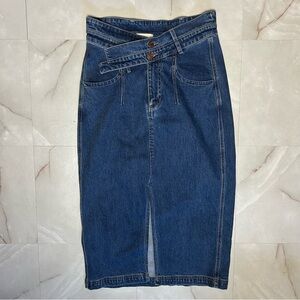 Pilcro Blue Denim Midi Skirt